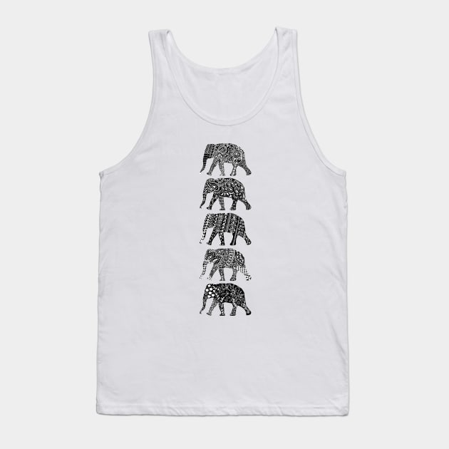 Patterned Elephants (Blk&Whte) Tank Top by kanikamathurdesign